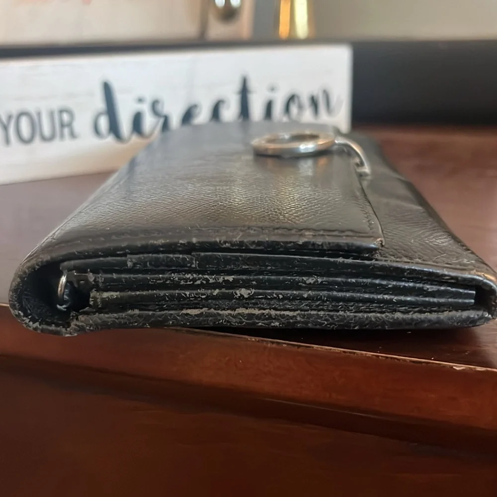 BVLGARI Clip Bi-Fold Long Wallet Bulgari Brugali Leather Authentic